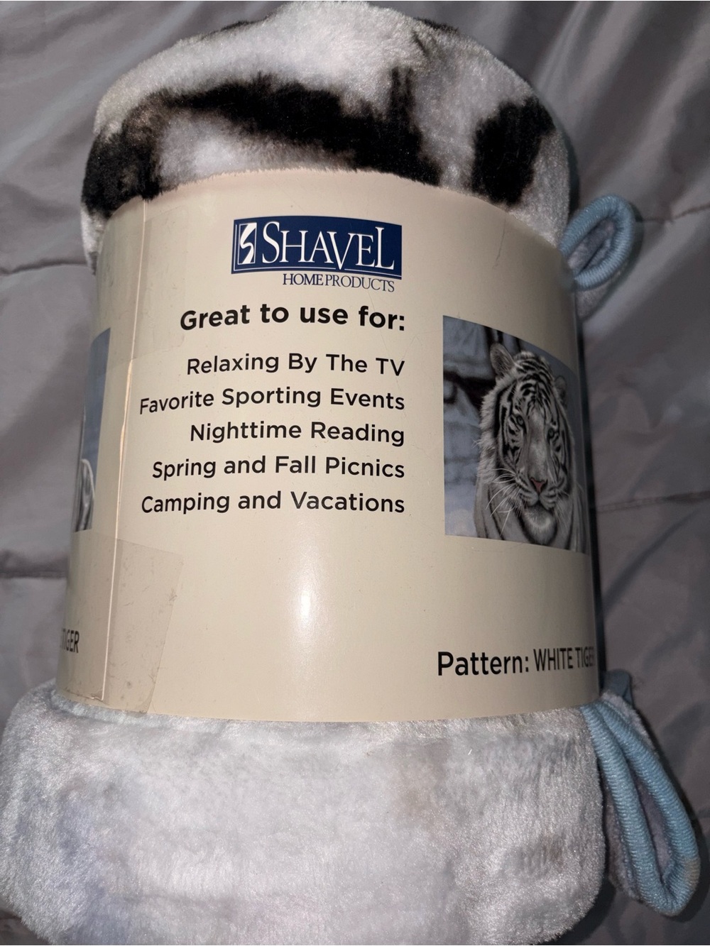 Shavel White Tiger Plush Throw Blanket - 60” X 80”